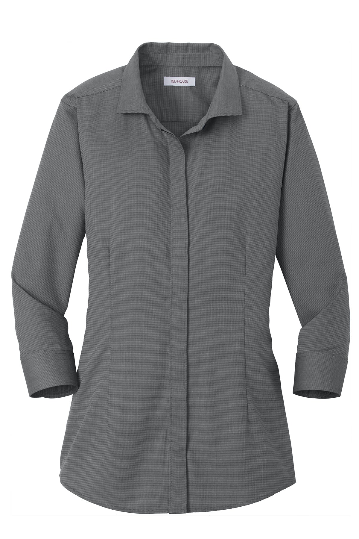 Ladie's 3/4 Sleeve Nailhead Non-Iron Shirt RH690